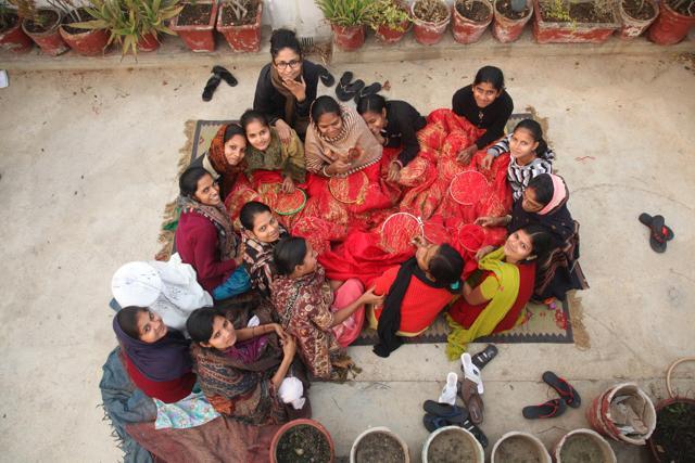 Textile designer Swati Kalsi at an interactive workshop with Sujani craftswomen of Bihar. (Photo courtesy: Sunayana Singh ) Textile designer Swati Kalsi at an interactive workshop with Sujani craftswomen of Bihar. (Photo courtesy: Sunayana Singh )