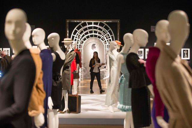 A visitor walks during a preview of Audrey Hepburn's personal collection. (AFP/Daniel Leal-Olivas)