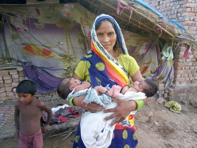 Sukh Devi has been breastfeeding both the newborns. (HT Photo) Sukh Devi has been breastfeeding both the newborns. (HT Photo)