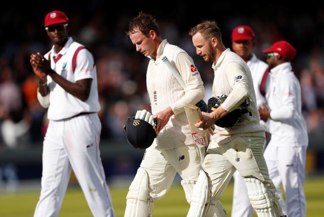 England's Tom Westley and Mark Stoneman celebrate after the third Test vs West Indies early September. (Action Images via Reuters) England's Tom Westley and Mark Stoneman celebrate after the third Test vs West Indies early September. (Action Images via Reuters)
