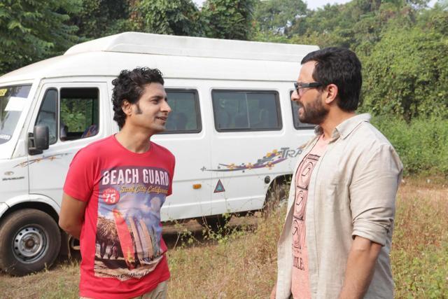 Chandan Roy Sanyal with actor Saif Ali Khan in the film Chef.