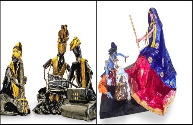 Arpita Yadav makes sculptures using papier mache. Arpita Yadav makes sculptures using papier mache.