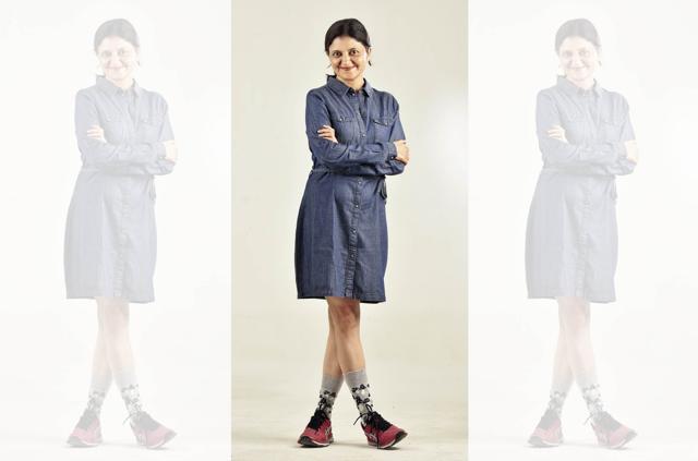 Sheroes founder Sairee Chahal’s quirk lies in her fun socks and shoes that she pulls off well with every outfit. Sairee wears a dress from Vero Moda, socks from Happy Socks and shoes from Asics. Make-up and hair by Anjali Jain (Raj K Raj) Sheroes founder Sairee Chahal’s quirk lies in her fun socks and shoes that she pulls off well with every outfit. Sairee wears a dress from Vero Moda, socks from Happy Socks and shoes from Asics. Make-up and hair by Anjali Jain (Raj K Raj)