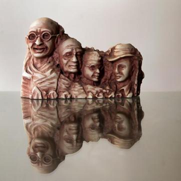 One item in Chaudhuri’s collection is a Mount Rushmore-style set of Indian founding fathers that includes Gandhi. (Chirodeep Chaudhuri) One item in Chaudhuri’s collection is a Mount Rushmore-style set of Indian founding fathers that includes Gandhi. (Chirodeep Chaudhuri)