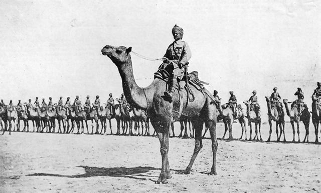 The Bikaner Camel Corps deployed in Egypt, November 1914. (IMPERIAL WAR MUSEUMS (UNITED KINGDOM)) The Bikaner Camel Corps deployed in Egypt, November 1914. (IMPERIAL WAR MUSEUMS (UNITED KINGDOM))