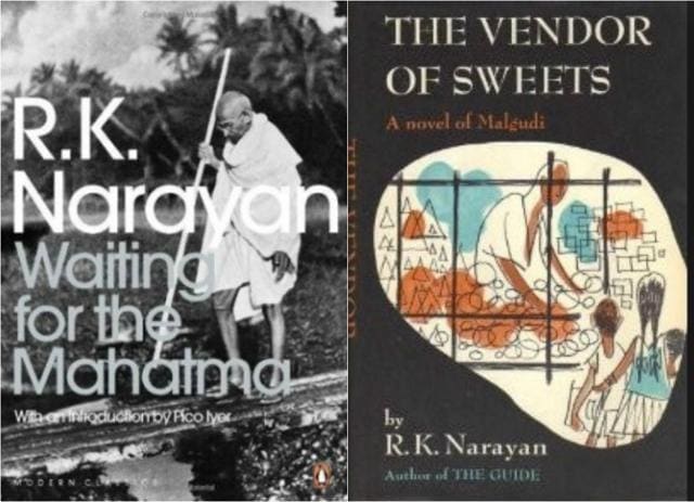 In his books, RK Narayan has been critical in his exploration of Gandhi as a subject. In his books, RK Narayan has been critical in his exploration of Gandhi as a subject.