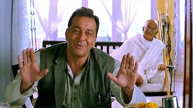 A still from the film Lage Raho Munnabhai.