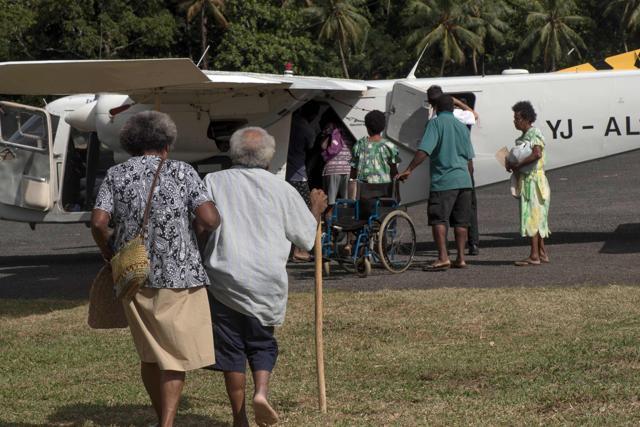 Elderly people being evacuated from Vanuatu's Ambae island, where the Manaro Voui volcano is threatening a major eruption. (AFP Photo) Elderly people being evacuated from Vanuatu's Ambae island, where the Manaro Voui volcano is threatening a major eruption. (AFP Photo)