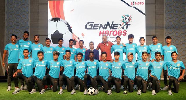 Indian footballers with their coach for the FIFA U-17 World Cup starting on October 6, 2017. (PTI) Indian footballers with their coach for the FIFA U-17 World Cup starting on October 6, 2017. (PTI)