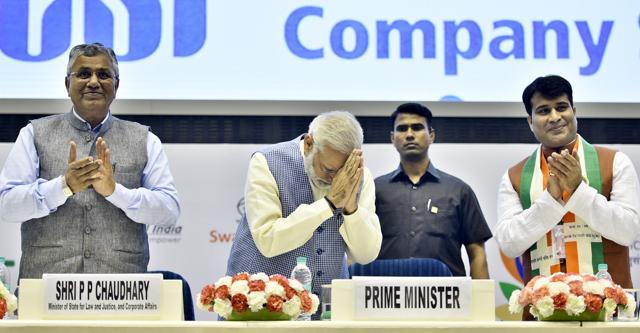 Prime Minister Narendra Modi at the Golden Jubilee Year celebrations of ICSI. (Arun Sharma/HT Photo) Prime Minister Narendra Modi at the Golden Jubilee Year celebrations of ICSI. (Arun Sharma/HT Photo)