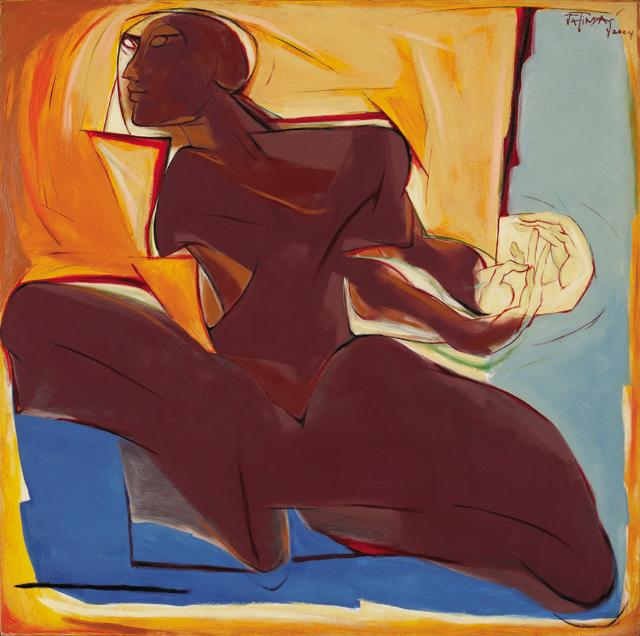 In paintings such as Stretched Hands, Das depicts motion not merely through intentional gestures, but also through the hint of an act. (Raj Salhotra)
