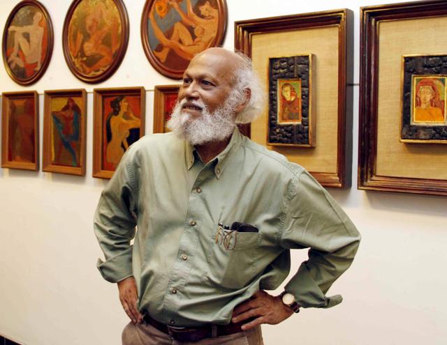 Jatin Das, 76, is a Padma Bhushan awardee whose signature style is figure painting. (Raj Salhotra)