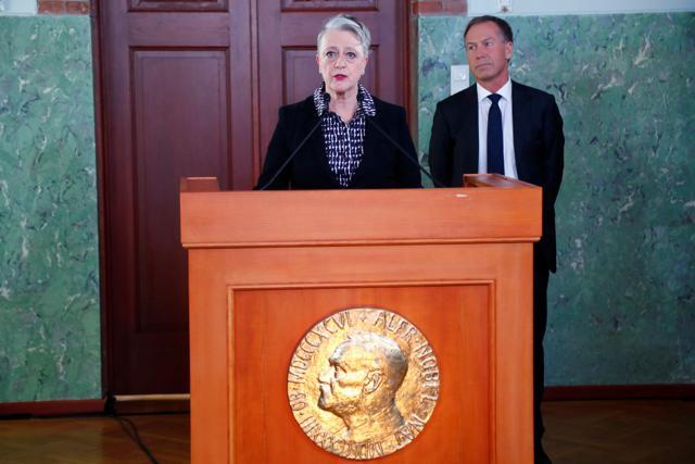 Berit Reiss-Andersen, chairman of the Norwegian Nobel Committee, announces the laureate of the Nobel Peace Prize 2017: the International Campaign to Abolish Nuclear Weapons (ICAN), during a press conference in Oslo, Norway. (Reuters Photo) Berit Reiss-Andersen, chairman of the Norwegian Nobel Committee, announces the laureate of the Nobel Peace Prize 2017: the International Campaign to Abolish Nuclear Weapons (ICAN), during a press conference in Oslo, Norway. (Reuters Photo)