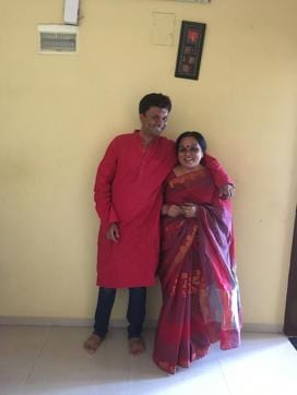 Harish with his mother.