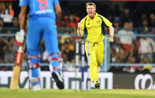 David Warner took a magnificent catch to get rid of Shikhar Dhawan as Australia dominated. (AFP) David Warner took a magnificent catch to get rid of Shikhar Dhawan as Australia dominated. (AFP)