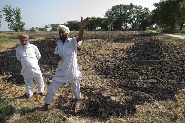Darshan Singh, a farmer from Punjab’s Bandna village, explains the stubble burning process. (Sanchit Khanna/HT PHOTO) Darshan Singh, a farmer from Punjab’s Bandna village, explains the stubble burning process. (Sanchit Khanna/HT PHOTO)