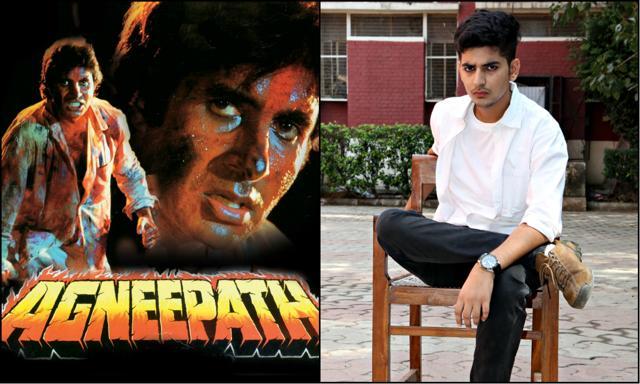 Paras Nagpal, a member of Players— the theatre society of Kirori Mal College— poses as Amitabh Bachchan’s character from Agneepath. (Prabhas Roy/HT Photo)