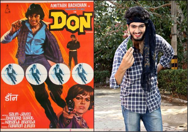 Raunak Singh, a member of Players— the theatre society of Kirori Mal College— poses as Amitabh Bachchan’s character from Don. (Prabhas Roy/HT Photo)