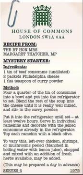 Recipe for Mystery Starter by former UK premier Margaret Thatcher. (Margaret Thatcher Foundation)