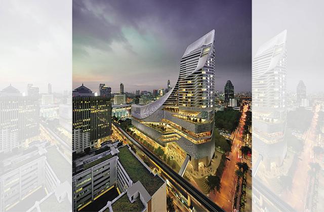 The building of Park Hyatt Bangkok is a twisted coil-like structure that is asymmetrical, forming a three-dimensional figure of eight The building of Park Hyatt Bangkok is a twisted coil-like structure that is asymmetrical, forming a three-dimensional figure of eight