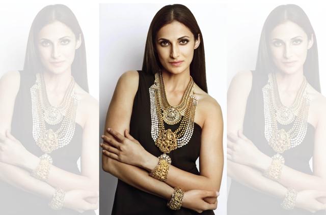 Both multi-stringed necklaces from Tiraa by Tibarumal Jewels, cuffs from Musaddilal and Sons; ensemble by James Ferriera at Angasutra (Nishat Fatima) Both multi-stringed necklaces from Tiraa by Tibarumal Jewels, cuffs from Musaddilal and Sons; ensemble by James Ferriera at Angasutra (Nishat Fatima)