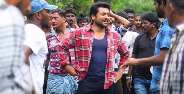Suriya during the shoot of the song sequence.