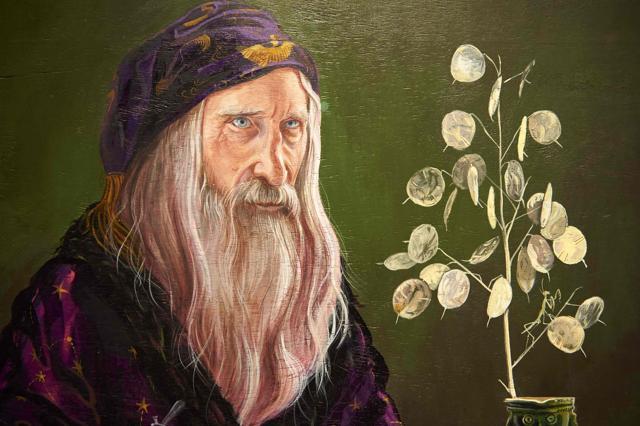 A detail of a painting of Professor Dumbledore at the exhibition. (AFP) A detail of a painting of Professor Dumbledore at the exhibition. (AFP)