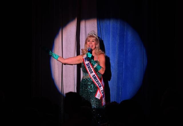 Ms Senior America 2016, Peggy Lee Brennan Haberer on stage during the finals. (AFP) Ms Senior America 2016, Peggy Lee Brennan Haberer on stage during the finals. (AFP)