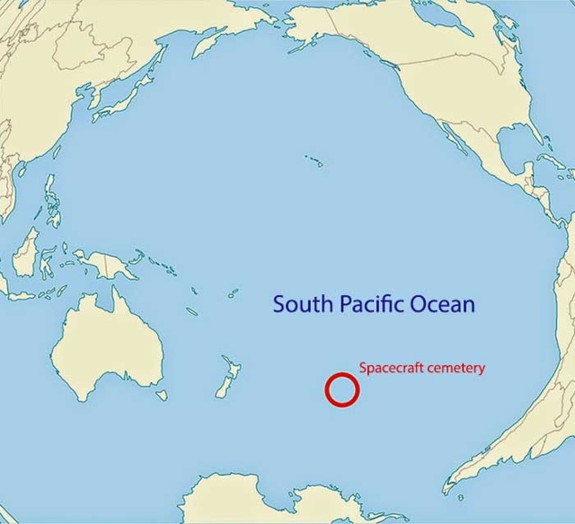 The spacecraft cemetery is one of the farthest points from land. (NASA)