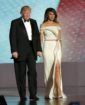 US President Donald Trump and the first lady Melania Trump at the ‘Liberty’ Inaugural Ball in Washington, DC on January 20, 2017. The vanilla silk gown worn by Mrs Trump joins the First Ladies collection of dresses at the National Museum of American History. (Reuters File Photo)