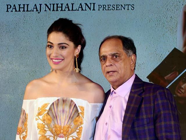 Former CBFC Chief Pahlaj Nihalani along with actress Raai Laxmi during the trailer launch of Film Julie 2 in Mumbai on Monday. (PTI)
