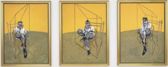 The triptych depicts artist Lucian Freud. The triptych depicts artist Lucian Freud.