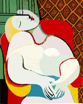 La Rêve is considered one of the most sensual paintings by Picasso where he depicts his lover Marie-Therese Walter sitting on a red armchair with her eyes closed. La Rêve is considered one of the most sensual paintings by Picasso where he depicts his lover Marie-Therese Walter sitting on a red armchair with her eyes closed.