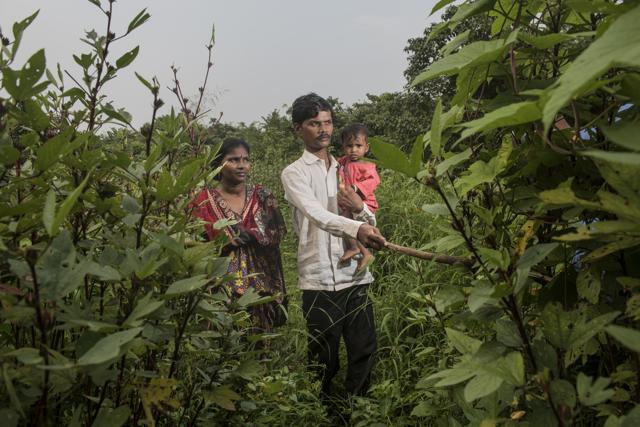 Nitin Dhiru Kharva, 32, his wife Surekha and one-and-half-year old son, residents of Chafacha pada, who were attacked by a leopard and her cub, on their way to buy medicines. (Satish Bate/HT Photo) Nitin Dhiru Kharva, 32, his wife Surekha and one-and-half-year old son, residents of Chafacha pada, who were attacked by a leopard and her cub, on their way to buy medicines. (Satish Bate/HT Photo)
