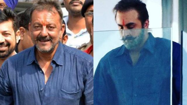 Actor Ranbir Kapoor’s look (right) from his upcoming film, which is a biopic on Sanjay Dutt.