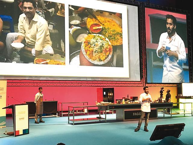 Chef Thomas Zacharias of The Bombay Canteen performed at Gastronomika . Chef Thomas Zacharias of The Bombay Canteen performed at Gastronomika .