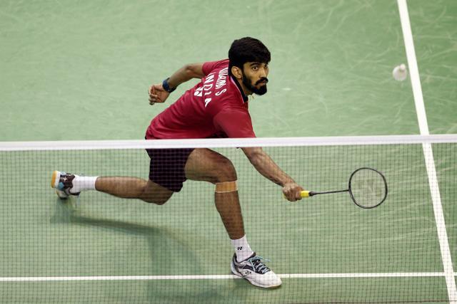 India's Srikanth Kidambi plays a shot against Japan's Kenta Nishimoto during their men's final match of the French Open badminton tournament in Paris, Sunday, Oct. 29, 2017. (AP Photo/Thibault Camus) (AP) India's Srikanth Kidambi plays a shot against Japan's Kenta Nishimoto during their men's final match of the French Open badminton tournament in Paris, Sunday, Oct. 29, 2017. (AP Photo/Thibault Camus) (AP)