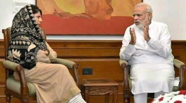 J-K chief minister, Mehbooba Mufti with Prime Minister Narendra Modi. (HT File Photo) J-K chief minister, Mehbooba Mufti with Prime Minister Narendra Modi. (HT File Photo)