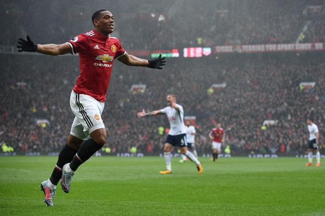 Anthony Martial guided Manchester United to a narrow victory over Tottenham Hotspur. (AFP) Anthony Martial guided Manchester United to a narrow victory over Tottenham Hotspur. (AFP)