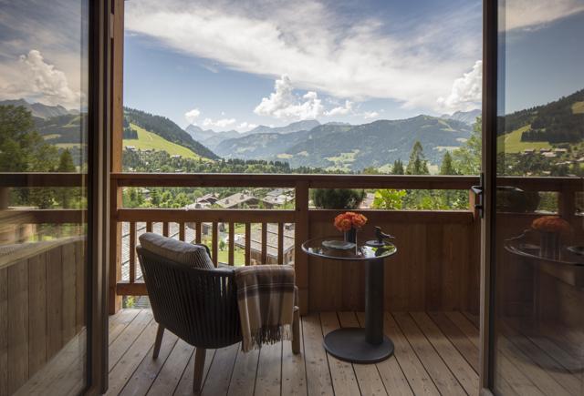 A room with balcony and mountain view at the Four Seasons Hotel Megève. (AFP) A room with balcony and mountain view at the Four Seasons Hotel Megève. (AFP)
