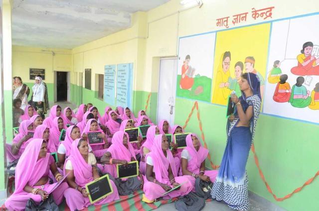 Women above 40 attending class to receive formal education in Kota’s Matri Gyan Kendra. Women above 40 attending class to receive formal education in Kota’s Matri Gyan Kendra.