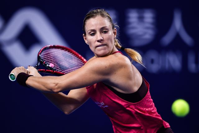 Angelique Kerber of Germany hits a return during her match against Anastasia Pavlyuchenkova. (AFP) Angelique Kerber of Germany hits a return during her match against Anastasia Pavlyuchenkova. (AFP)