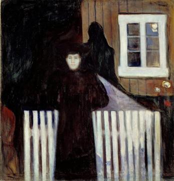 edvard munch self portrait between clock bed