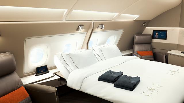 It features a spacious double bed for couples and family. (Courtesy: Singapore Airlines) It features a spacious double bed for couples and family. (Courtesy: Singapore Airlines)