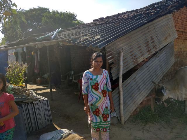 Farmer Brunda Sahoo’s daughter, Preeti, outside her home. (Debabrata Mohanty/Hindustan Times) Farmer Brunda Sahoo’s daughter, Preeti, outside her home. (Debabrata Mohanty/Hindustan Times)