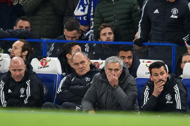 Jose Mourinho has not given up on the Premier League title despite falling eight points behind Manchester City in the Premier League. (AFP) Jose Mourinho has not given up on the Premier League title despite falling eight points behind Manchester City in the Premier League. (AFP)