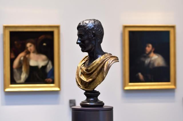 A statue of Roman general and statesman Julius Casear (101-44 BC) is seen on display at the Louvre Abu Dhabi Museum during a media tour. (AFP) A statue of Roman general and statesman Julius Casear (101-44 BC) is seen on display at the Louvre Abu Dhabi Museum during a media tour. (AFP)