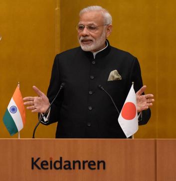 Prime Minister Narendra Modi during the welcome business lunch organised in his honour during his trip to Toky on 11 November, 2016. (Shirish Shete/PTI)