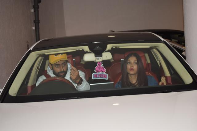 Abhishek Bachchan gesturing at the photographer to approach him with his camera. (IANS)