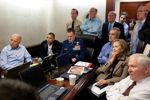 Former US president Barack Obama, Joe Biden along with members of the national security team receive an update on the mission against Osama bin Laden in the Situation Room of the White House, in Washington, May 1, 2011. Former secretary of state Hillary Clinton is also pictured. (White House/ Pete Souza via Reuters File Photo) Former US president Barack Obama, Joe Biden along with members of the national security team receive an update on the mission against Osama bin Laden in the Situation Room of the White House, in Washington, May 1, 2011. Former secretary of state Hillary Clinton is also pictured. (White House/ Pete Souza via Reuters File Photo)